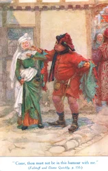 „Gyere, ne légy velem ebben a humorban” – illusztráció a George Harrap & Son kiadásában megjelent „Shakespeare történetei az angol királyokról” című könyvből.