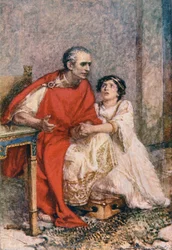 Számomra a legfurcsábbnak tűnik, hogy a férfiak félnek..., illusztráció a "Julius Caesar"-ból a "Shakespeare-történetek: Thomas Carter által újra elmesélt" című könyvben, 1910 körül (színes litó)
