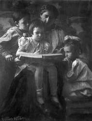 Nő és gyerekek olvasnak: Gertrude Kasebier 1852-1934, fényképész.. fotónyomat
