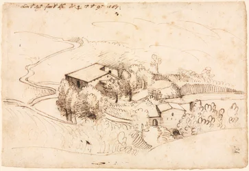 Farm fákkal dombos tájon (recto)