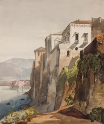 Tasso háza, Sorrento, Maria Annunziata di Borbone hercegnő (1843-1871) kiegészítéseivel, 1853 (ceruza, wc és gouache, papír)