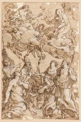 Rajz, Krisztus és Szűz Mária a pistoiai védőszentekkel, 1638