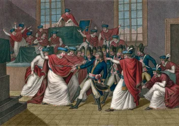 A brumaire 18-i államcsíny (1799. november 9.). Napóleon Bonaparte (1769-1821) megdöntötte a Direktóriumot és első konzul lett - Brumaire-i államcsíny, VIII. év - A VIII. év brumaire 19-én (1799. november 10.) Bonaparte feloszlatta az Ötszázak Tanácsát
