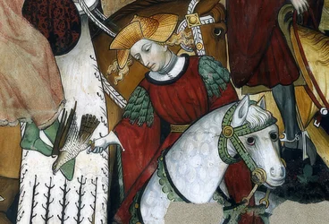 A fiatalság forrása. Részlet: solymász a madarával. 1418-30