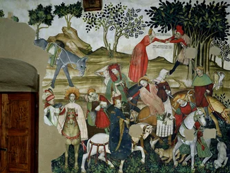 Az élet forrása, a szökőkúthoz való visszatérést ábrázoló részlet, 1418-30