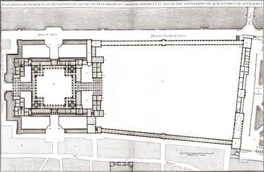 Általános terv Bernin Louvre-ra és Tuileries-re vonatkozó projektje nyomán: Jacques-Francois Blondel: „Francoise Architecture”