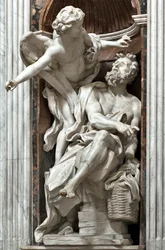 Habakuk próféta (Habaquq, Habakuk, Habakkuk, Abakuk, Havakuk) és az angyal, Gian Lorenzo Bernini (1598-1680) márványszobra, 1656-1661, Róma, Santa Maria del Popolo-bazilika, Chigi-kápolna