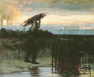 Férfi botokat cipelő alkonyatkor, 1879