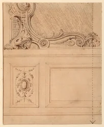 Rajz, Egy falpanel alsó részének terve, 1714