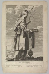 Samian Sibyl, kb. 1635. Alkotók: Gilles Rousselet, Abraham Bosse.