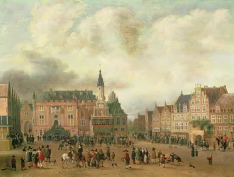 A bredai béke bejelentése a Grote Markt-ban, Haarlem, 1667 körül