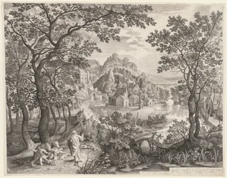 Elizeus megátkozza Béthel gyermekeit, akiket a medvék felfalnak, 1602.