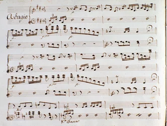 Gioacchino Rossini A török Olaszországban című szimfóniájának partitúrájának oldala