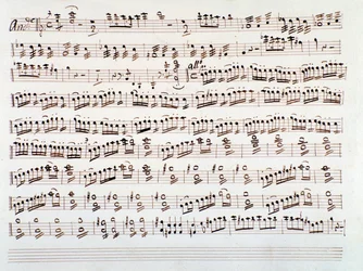 Hegedűs partitúra oldala Gioacchino Rossini szimfóniájához