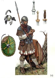Ókori Róma: a római gyalogság katonája, 5. vagy 6. század.