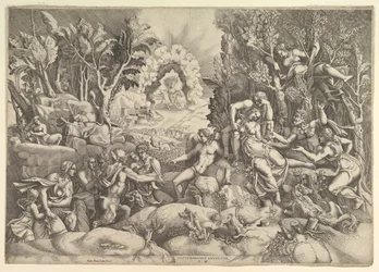 Prokrisz halála, Cephalus gyászolja Prokrisz halálát a jobb oldalon körülvéve..., kb. 1540.