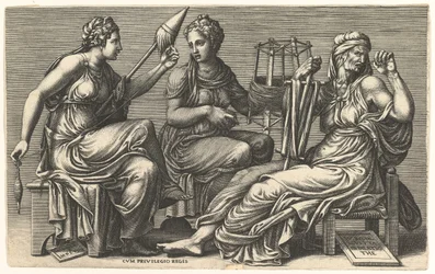 A három párka: Klóthó, Lakheszisz és Atroposz, 1558-59