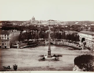 Kilátás a Piazza del Popolo-ra a Pincio-ról (vagy Pinciano-hegyről), Róma