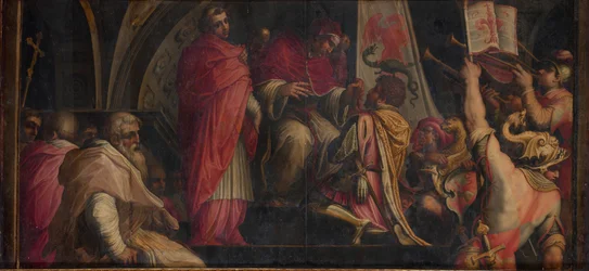 IV. Kelemen pápa átadja jelvényét a guelf párt kapitányainak, 1563-1565