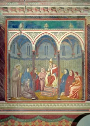Szent Ferenc prédikációt hirdet III. Honorius pápának, 1297-99