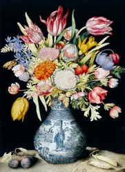 Kínai porcelánváza virágokkal