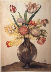 Virágváza (tempera pergamenre)