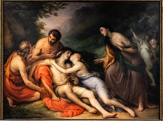Aminta újjáéled Silvia karjaiban, 1832-33 körül (olaj, vászon)