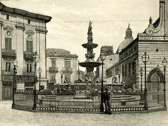 Az Orion kútja, Giovanni Angelo Montorsoli (kb. 1506-1563), Piazza Duomo, Messina, Szicília, Olaszország