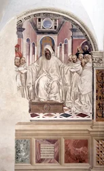 Szent Benedek uralmat ad a szerzeteseknek (Benedek ad uralmat a szerzeteseknek) Antonio Bazzi dit il Sodoma (1477 - 1549) kolostor freskója Nursie-i Szent Benedek (480 - 567) rendalapító életét meséli el. Bencés 1503
