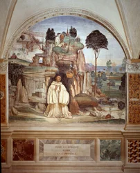 A démon megtöri a harangot – A démon megtöri a kolostor harangfreskóját Antonio Bazzi dit il Sodoma (1477 - 1549), amely Nursie-i Szent Benedek (480 - 567) életét meséli el, a Bencés Rend alapítója 1503 - 1508. a Monte Olivet