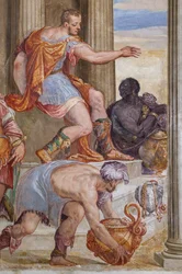 Részlet a Kleopátrai lakomából, Kandalló szoba, 1560-65 körül (freskó)