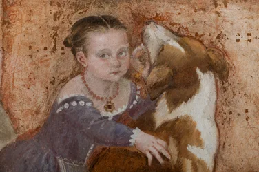 Kislány és kutya, A bankett részlete, 1570 körül (freskó)