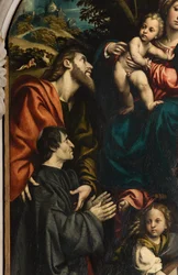 Szent Katalin, Madonna és Gyermek oltára Szent Fülöp és Jakab és az adományozó Giacomo Schizzi között, Il Pordenone 1522, Részlet