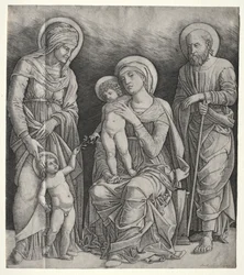 Szent Család Szent Erzsébettel és a csecsemő Keresztelő Szent Jánossal, c. 1500.