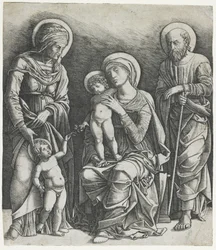 A Szent Család Szent János csecsemővel, 1495-1505 körül (metszet)