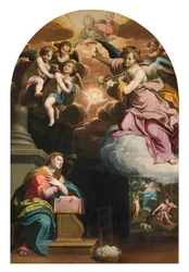 Déli kereszthajó, Angyali üdvözlet oltárja, Giovanni Battista Trotti oltárképe, Il Malosso néven 1594