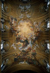 Jézus szent nevének diadala, Giovan Battista Gaulli Baciccia (1639-1709) hajóban lévő freskója, Róma, Chiesa del Gesù (a Gesù-templom vagy Jézus szent nevének temploma), Olaszország