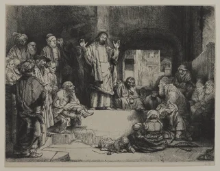 Krisztus prédikációja (La Petite tombe), 1652 körül (rézkarc, szárazhús és fektetett papírra fektetett papírra temetés)