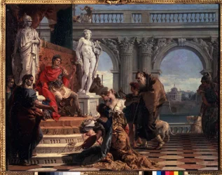 Maecenas bemutatja a művészeteket Augustusnak. Caius Cilnius Maecenas (vagy Mecene) (kb. ie 70-i. e. 8) római politikus, aki vagyonát és befolyását a művészetek és a levelek népszerűsítésének szentelte.