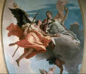 Erő és tudás allegóriája Giambattista Tiepolo (1696-1770) festménye 1743 V. 479x251 cm Udine, Polgári Múzeum