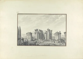 Kizil Avlu, a központi csarnok, Pergamonban (toll és tinta és mosás papíron)