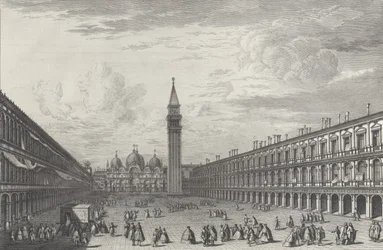 A Piazza San Marco a Bazilika és a Campanile felé néz, 1763., 1763.