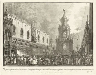 A Doge részt vesz a Kövér Csütörtök Fesztiválon a Piazzettán, 17631766.