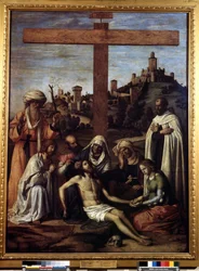""A lerakódás"" ""INRI"" felirat a kereszten. Giovanni Battista Cima da Conegliano festménye (1459-1517 körül) 16. század Méret: 199x148 cm Puskin Múzeum, Moszkva