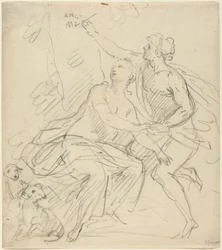 Angelica és Medoro (grafit, rakott papír)