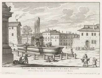 Fontein a Piazza di Santa Maria Maggiore Rómában Szökőkút a S. Maria Maggiore-bazilika terén (cím a tárgyon) Róma szökőkútjai (sorozat címe) Fonteinen van Rome (sorozat címe)