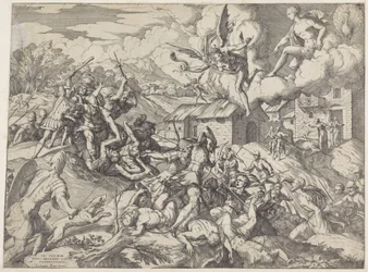 Aeneas katonái Latinus király szolgái ellen harcolnak