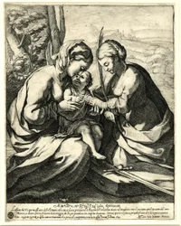 Giovanni Battista Mercati - Szent Katalin misztikus házassága, akinek ujjára Krisztus gyűrűt helyez; Correggio után. 1620, 1837,0408.160