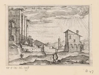 A római Palazzo Maggiore romjai és a közeli épületek Sallo pallazo Maggiore (cím a tárgyon) Róma kilátásai (sorozat címe) Alcune vedute et prospettive di luoghi dishabitati di Roma (sorozat címe)