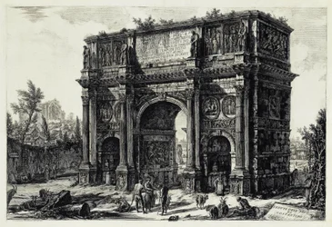 A római Constantinus-diadalív látképe (a Vedute di Roma című műből)